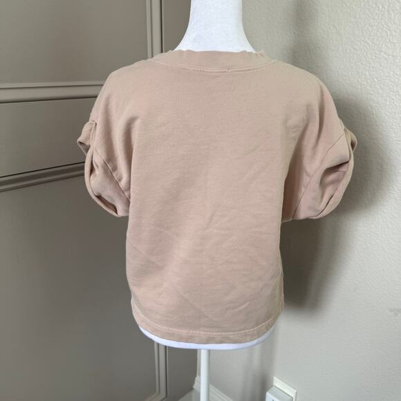 Etica Rhett Sweat In Sand Organic Cotton Short Rolled Sleeve Pullover S - Picture 4 of 6